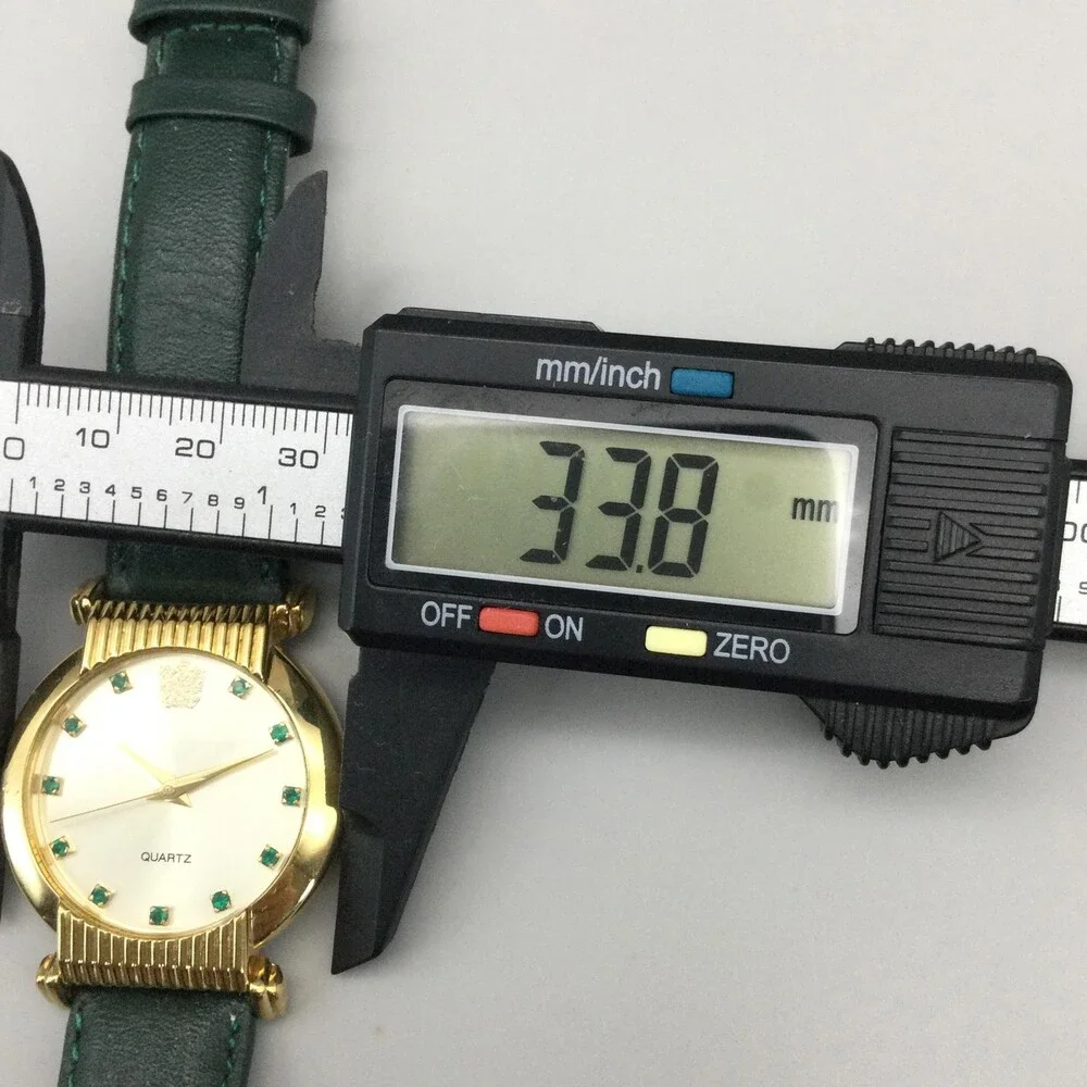 Paolo Gucci Womens Watch 34mm Green Leather Gold Tone PG755YG New Battery - Picture 11 of 14